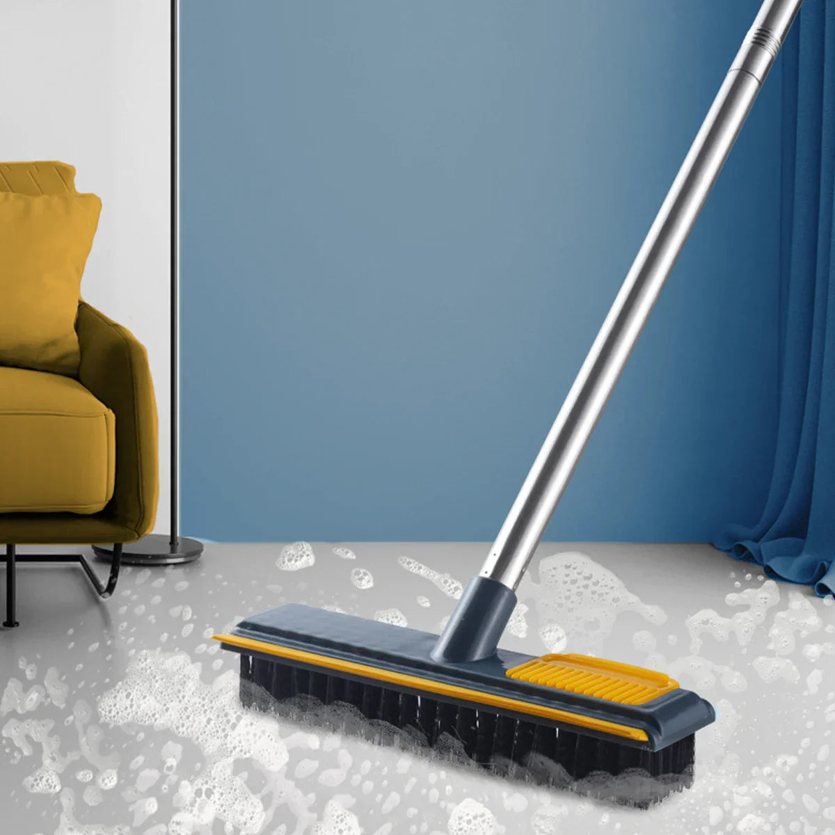 Floor Scrub Brush With Adjustable Long Handle 2 In 1 Scrape And Brush Stiff Bristle Bathroom Kitchen Floor Cleaning Brush..