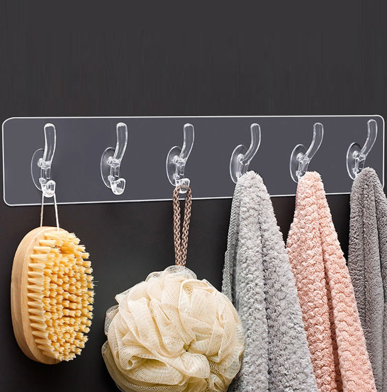 Seamless Heavy Duty Sticky Hooks | Double-Sided Adhesive | Transparent Waterproof Wall Hangers | Bathroom & Kitchen (Pack of 3)